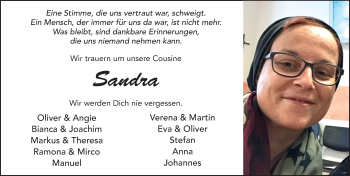 Traueranzeige von Sandra Leipold von FZ