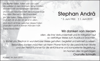 Traueranzeige von Stephan Andrä von FZ