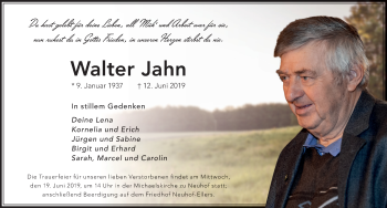 Traueranzeige von Walter Jahn von FZ