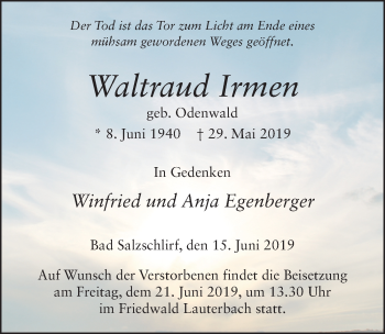 Traueranzeige von Waltlraud Irmen von FZ