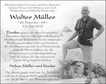 Traueranzeige von Walter Müller von FZ
