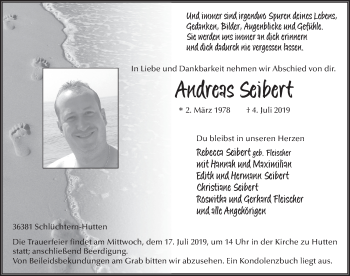 Traueranzeige von Andreas Seibert von FZ