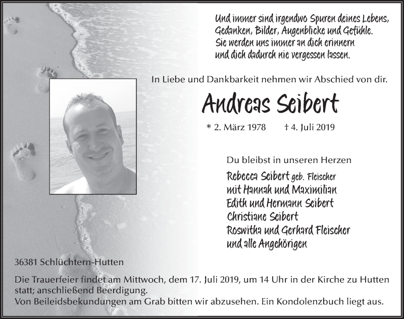  Traueranzeige für Andreas Seibert vom 12.07.2019 aus FZ