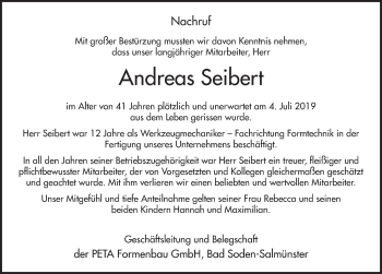 Traueranzeige von Andreas Seibert von FZ