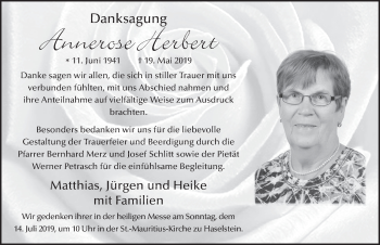 Traueranzeige von Annerose Herbert von FZ