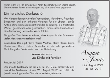 Traueranzeige von August Jonas von FZ