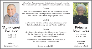 Traueranzeige von Bernhard Balzer von FZ