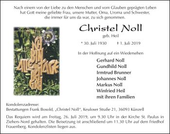 Traueranzeige von Christel Noll von FZ