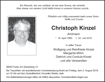 Traueranzeige von Christoph Kinzel von FZ