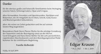 Traueranzeige von Edgar Krause von FZ