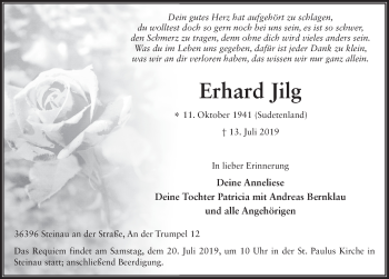 Traueranzeige von Erhard Jilg von FZ