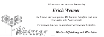 Traueranzeige von Erich Weimer von FZ