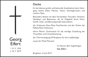 Traueranzeige von Georg Eifert von FZ