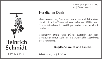Traueranzeige von Heinrich Schmidt von FZ