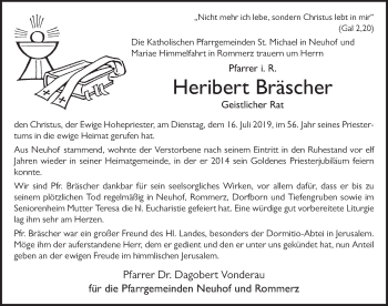 Traueranzeige von Heribert Bräscher von FZ