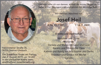 Traueranzeige von Josef Heil von FZ