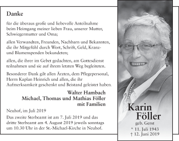 Traueranzeige von Karin F?ller von FZ
