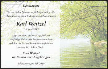 Traueranzeige von Karl Weitzel von FZ