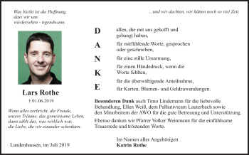 Traueranzeige von Lars Rothe von FZ