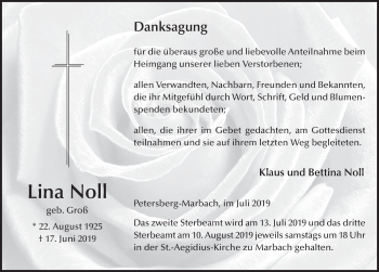 Traueranzeige von Lina Noll von FZ