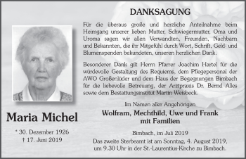 Traueranzeige von Maria Michel von FZ