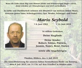 Traueranzeige von Mario Seybold von FZ