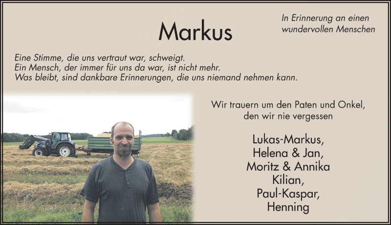  Traueranzeige für Markus Heil vom 17.07.2019 aus FZ