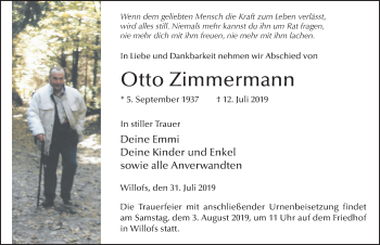 Traueranzeige von Otto Zimmermann von FZ