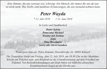 Traueranzeige von Peter Wayda von FZ