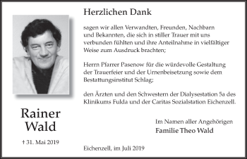 Traueranzeige von Rainer Wald von FZ