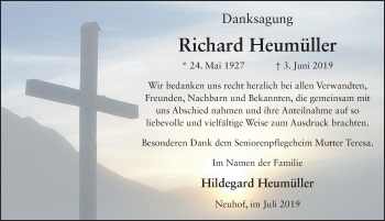 Traueranzeige von Richard Heumüller von FZ