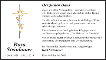 Traueranzeige von Rosa Steinhauer von FZ