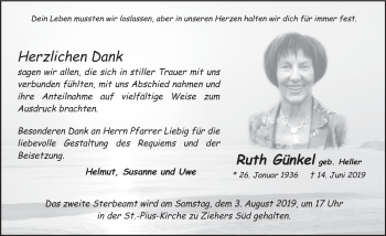 Traueranzeige von Ruth G?nkel von FZ