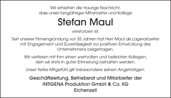 Traueranzeige von Stefan Maul von FZ