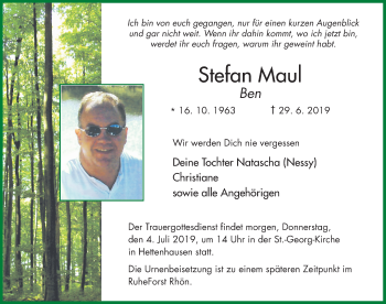 Traueranzeige von Stefan Maul von FZ
