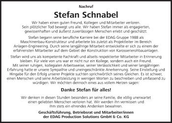 Traueranzeige von Stefan Schnabel von FZ