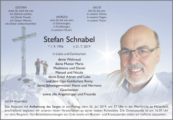 Traueranzeige von Stefan Schnabel von FZ