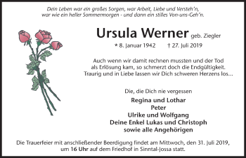 Traueranzeige von Ursula Werner von FZ