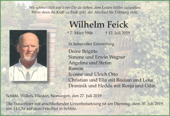 Traueranzeige von Wilhelm Feick von FZ