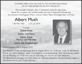 Traueranzeige von Albert Muth von FZ
