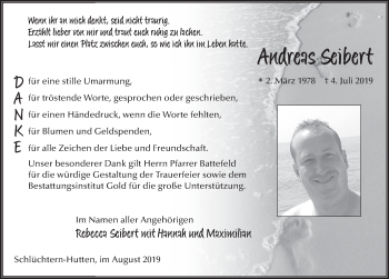Traueranzeige von Andreas Seibert von FZ