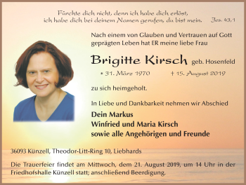 Traueranzeige von Brigitte Kirsch von FZ