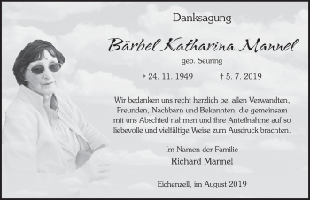 Traueranzeige von Bärbel Katharina Mannel von FZ