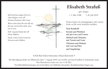 Traueranzeige von Elisabeth Strafu? von FZ