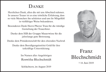 Traueranzeige von Franz Blechschmidt von FZ