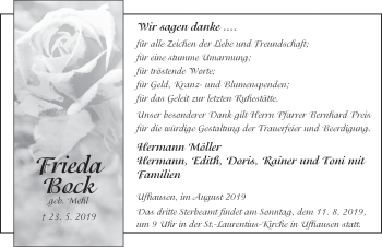 Traueranzeige von Frieda Bock von FZ