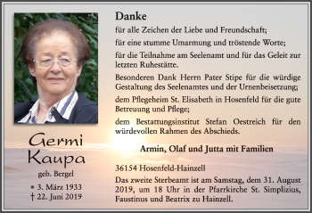 Traueranzeige von Germi Kaupa von FZ