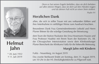 Traueranzeige von Helmut Jahn von FZ