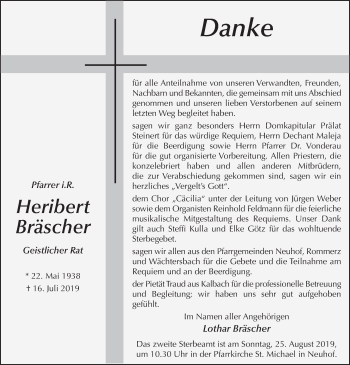 Traueranzeige von Heribert Bräscher von FZ
