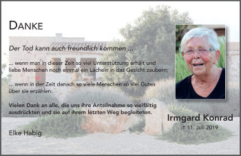 Traueranzeige von Irmgard Konrad von FZ